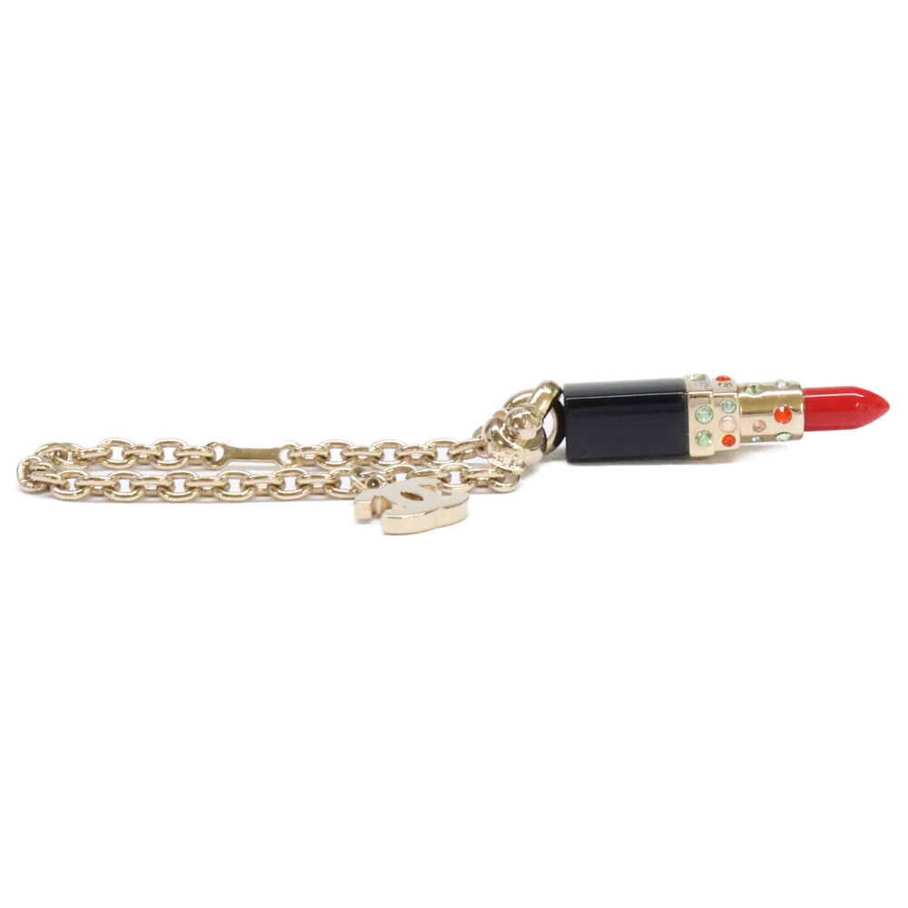 CHANEL 04A Coco Mark Lipstick Motif Rhinestone Charm Gold Color Multicolor Wo... - Picture 4 of 8